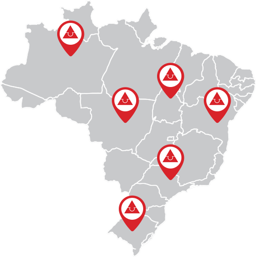 Mapa do Brasil ilustrado com pins Amelco